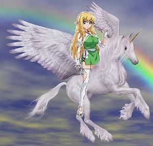  Tiffania riding her Beautiful Winged Unicorn