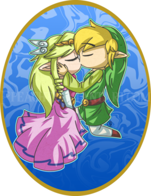  Toon Link and Toon Zelda ciuman (The Legend of Zelda: The Wind Waker)