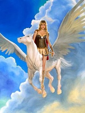 Hot Sexy đàn bà gan dạ, amazon Warrior ride on her Beautiful White Pegasus
