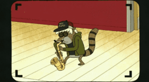  Regular প্রদর্শনী - Rigby playing Sax