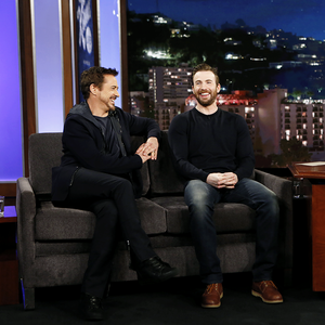  Robert Downey Jr. and Chris Evans visit ‘Jimmy Kimmel Live’ on November 24, 2015.