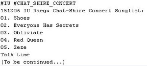  151206 IU（アイユー） 'CHAT-SHIRE' コンサート at Daegu