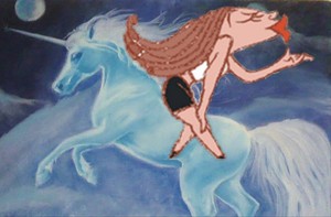  queen Rapsheeba on her unicorn corcel, steed