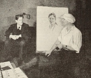 Rudy Vallée being painted by Rolf Armstrong