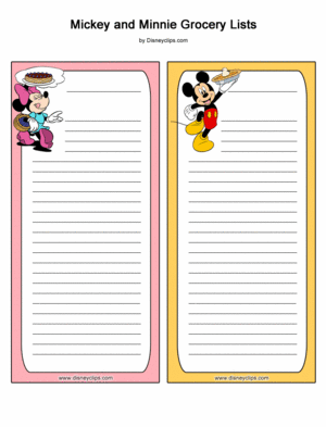 Mickey and Minnie Mouse grocery lists