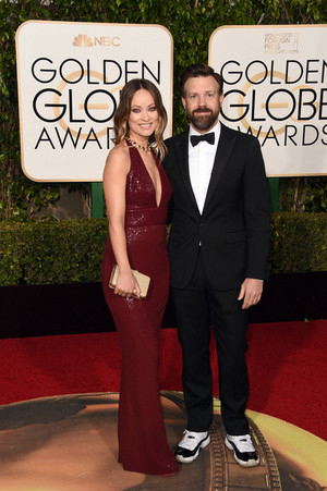  Olivia Wilde and Jason Sudeikis @ the 2016 Golden Globes