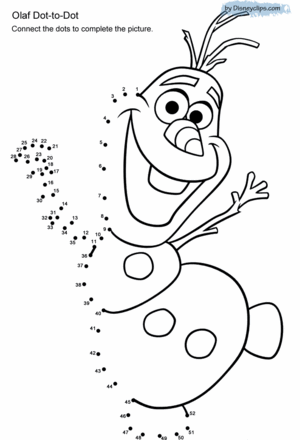  Walt 迪士尼 Coloring Pages: Dot-to-Dot Olaf