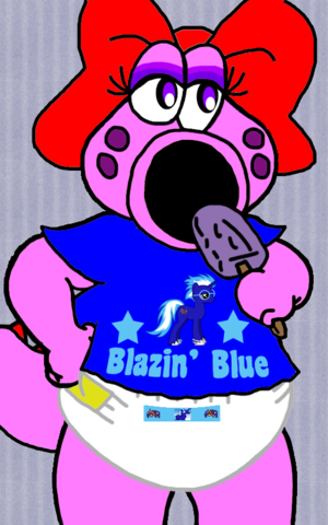  Birdo eating a popsicle and wearing a t シャツ and my OC's diaper brand