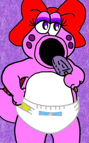  Birdo eating a popsicle and wearing diapers