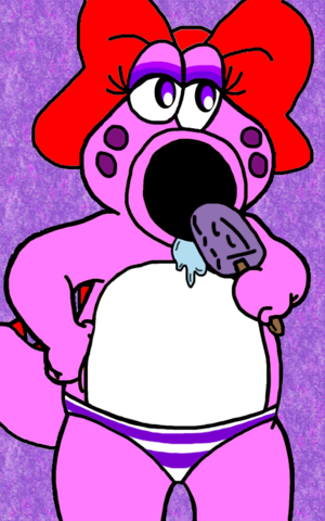  Birdo eating a popsicle and wearing striped panties