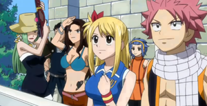 Bisca Cana Lucy Levy and Natsu