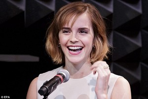 Emma In HeForShe Magenta for International Women's Day on March 8, 2016 in New York City. 