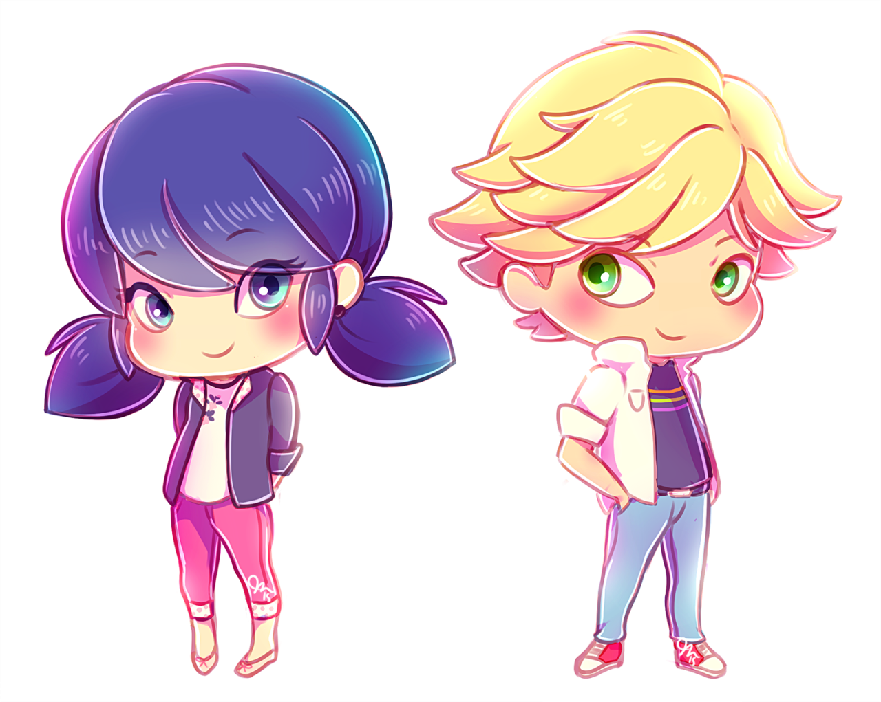 Marinette and Adrien.