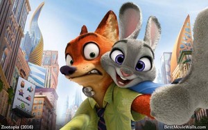 NickWilde and JudyHopps making a selfie in our Стена from Zootopia