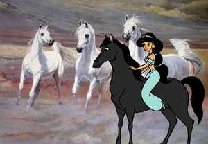 Princess Jasmine riding Arabian Horses