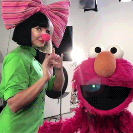  Sia and Elmo on Sesame Street.