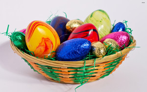 decorative easter eggs and candy 