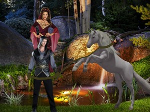  A Young Hunter had captured a Beautiful Unicorn for a Cute Sexy Enchantress