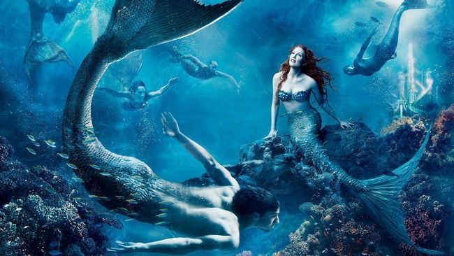 Blue mermaids and mermen