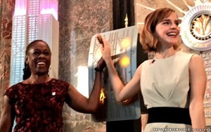  Emma Watson lighting the Empire State Building for IWD [March 8, 2016]