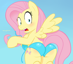 Fluttershy getting embarrassed about her top falling off