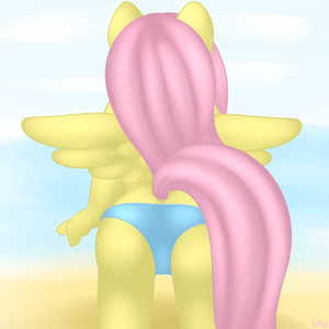  Fluttershy wearing panties at the playa