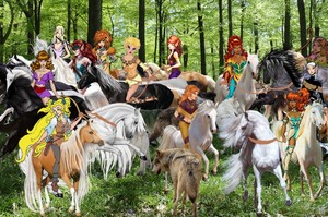  Hot Female Wolfriders had captured an entire Herd of Beautiful Wild cavalos