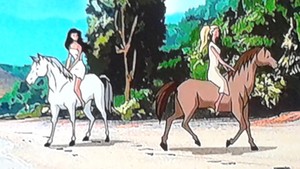  Princess Diana and Hippolyta riding their chevaux