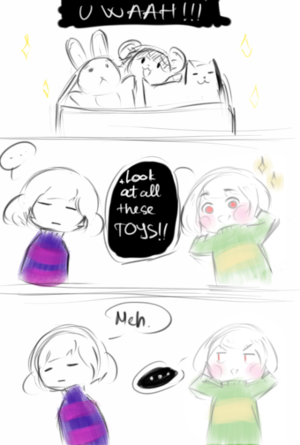  Chara and Frisk look in the toy box