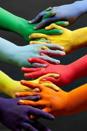  Colorful hands together