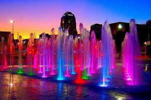 Colorful water fountains