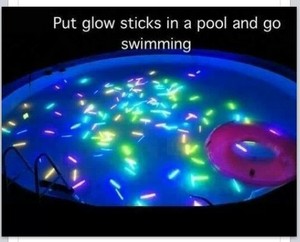 Glow sticks in a pool