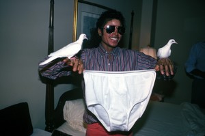  Michael with some doves and underwear