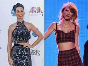  katy perry calling truce with taylor pantas, swift elle mag ftr