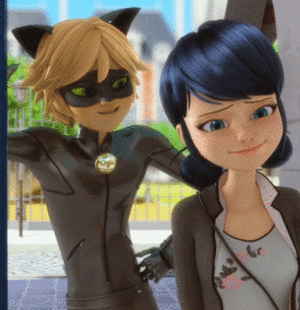  Adrien/Chat Noir looking at Marinette when she’s not looking at him