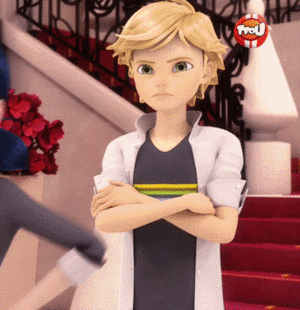  Adrien/Chat Noir looking at Marinette when she’s not looking at him