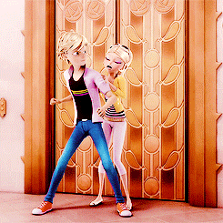  Adrien putting Chloé in the elevator