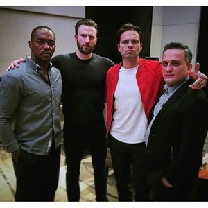  Chris and Sebastian with Anthony Mackie and Russo