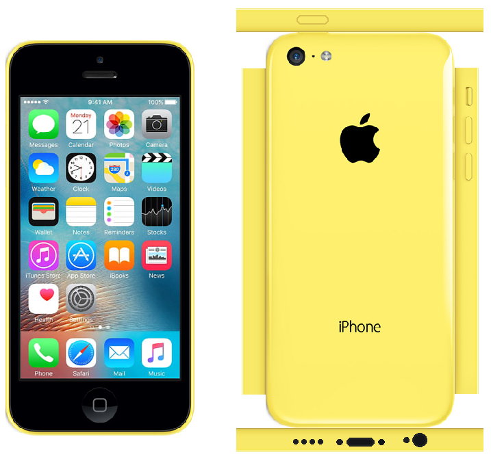 iPhone 5c Papercraft Yellow (iOS 9)
