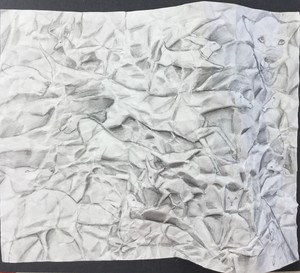  Crumpled Paper Graphite Drawing