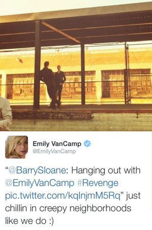  Emily and Barry on set for 3x15