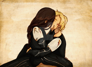  Katniss/Peeta Drawing - Catching apoy tabing-dagat Scene