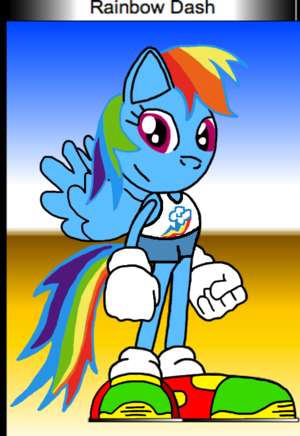  regenboog Dash as a Sonic character clothed version