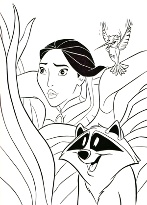  Walt Disney Coloring Pages - Pocahontas, Flit & Meeko