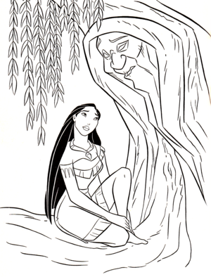  Walt डिज़्नी Coloring Pages - Pocahontas & Grandmother Willow
