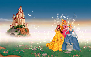  Walt Disney karatasi za kupamba ukuta - Princess Belle, Princess Aurora & Princess cinderella