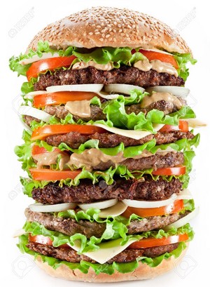 9074409 Gigantic hamburger on white background Stock Photo hamburger burger big