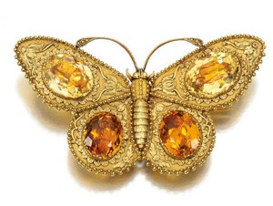  emas Citrine Stone kupu-kupu