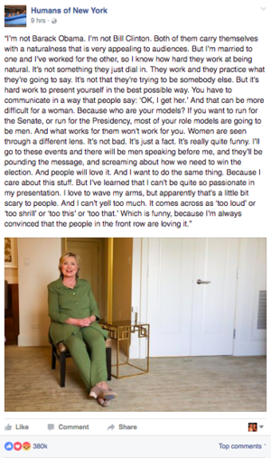 Hillary Clinton on 'Humans of New York'
