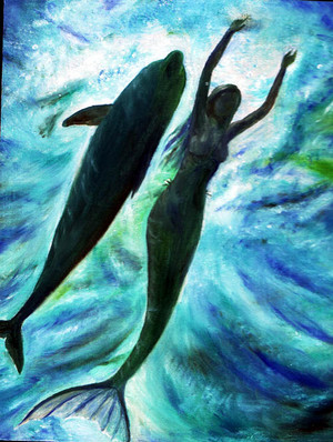 Mermaid Swimming with イルカ